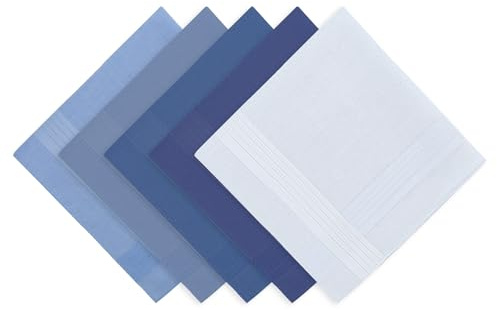 5 PCS Mens Handkerchief, Pure Cotton Mens Hankies Multipack Handkerchiefs for Men Cotton Pocket Solid Color Stripes