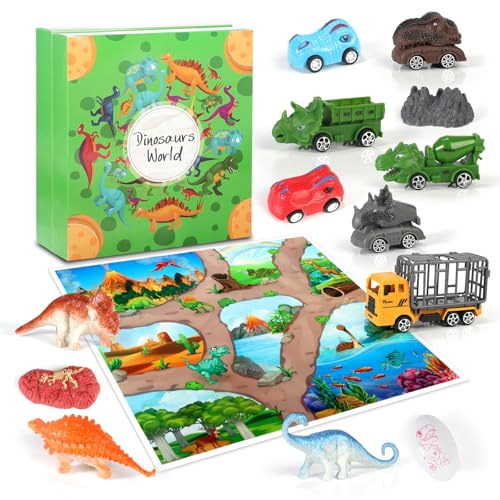 Calendario de adviento 2025 para niños, calendario de cuenta atrás de dinosaurios, calendario de adviento de Navidad para niños, furgoneta de dinosaurios, coche de dinosaurios, mini dinosaurio, para