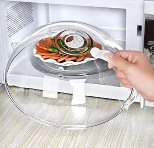 Générique 2025 Cloche Micro Onde sans Bpa,Cloche en Verre Imitation, Couvercle Micro Ondes Cour Bol avec poignée, Trous de Vapeur réglables, Couvercle Parfait pour Les Petits et Grands Micro-Onde