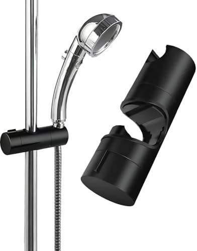 HUVZOR 1 pièce Support de Douche Réglable Universel Support de Pommeau de Douche pour Barre de 20-25 mm, Chromé Support Douchette à Main(Noir)