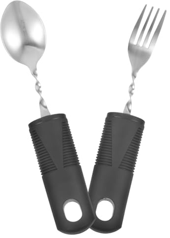 Juego de Cubiertos Anti Temblores 1 Juego Acero Inoxidable para Comer | Mango Antideslizante, Adaptables para Mano , Kit para Personas Temblor