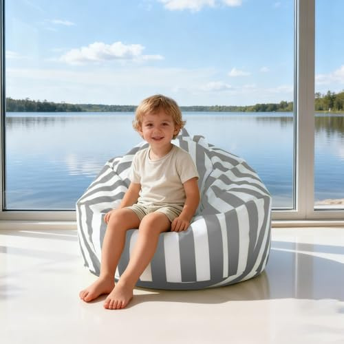 KBZSlyn Funda de puf for Exterior (sin Relleno) Impermeable, Oxford, for salón, Playa, jardín, Piscina, Suave, Asiento esquinero, for Adultos y niños(Light Grey,D70cm-cover-kids)