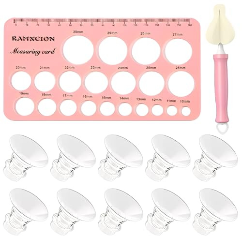 Set di inserti per flange tiralatte – 10 pezzi di ricambio in silicone in 5 misure + spazzola per la pulizia e righello – morbido,Accessori per tiralatte,Compatibile con la maggior parte dei tiralatte