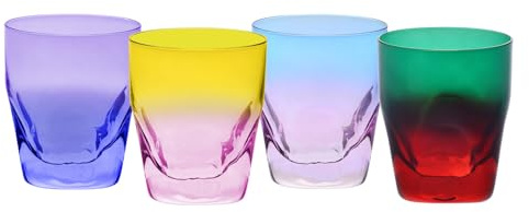 Krosno – Vasos de whisky 260 ml – Set de 4 unidades, 4 colores unidades – Colección Aurora – Cristal sin plomo – Vidrio pintado a mano
