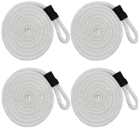 Marine Fender - Set di 4 corde per parafango, in nylon intrecciato, 6,5 ft 3/8 pollici per protezione per barca, colore: bianco