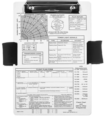 Genouillère aéronautique en aluminium pour pilotes – Genouillère de vol IFR/VFR avec sangle élastique et clip en métal, 24,1 x 16,5 cm, support de bloc-notes d'avion léger (VFR)