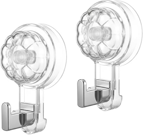 Naapesi 2 Piezas Ganchos de Ventosa Baño, Ganchos de Succión Resistentes, Ganchos con Ventosa Extra Fuertes, para Gancho Ventosa Baño, Ducha, Cristal y Colgador Trapos Cocina