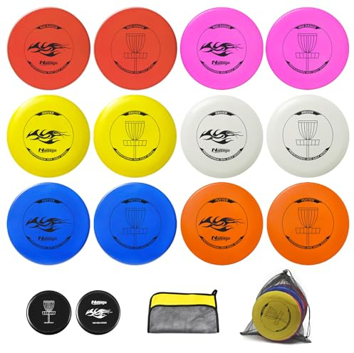 Naissgo Disc Golf Scheiben-Set, 4 Driver 4 Midrange 4 Putter für Erwachsene | Hochwertige Scheiben mit Standardgewicht, wetterfestes Kunststoff, inkl. Tasche, Tuch & Marker für Training und Wettkampf