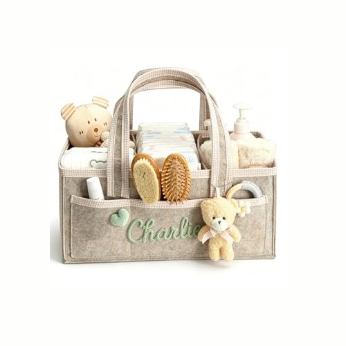 Regalo personalizado para el día de la madre, bolsa de pañales, organizador de pañales, cesta de almacenamiento personalizada, regalo para nueva mamá, bolsa de mamá para nuevos padres (avena, 41 x 25