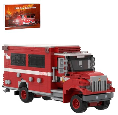 XKlemBauklode MOC-252487 Löschgruppenfahrzeug Waldbrand Bausteine Set, 811 Teile Baufahrzeug-Modellbausatz für Erwachsene, Feuerwehr Auto Klemmbausteine, Feuerwehrmann Geschenk für Erwachsene