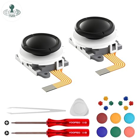 AKNES HallPi TMR Joystick de Remplacement pour Switch 2 JoyCon (Blanc) | Dérive réduite, Haute précision, Réactivité rapide, avec Kit de Réparation, Boutons Directionnels ABXY DIY