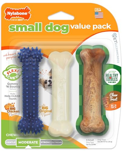 Nylabone Small Dog Value Pack (mit essbarem), XS