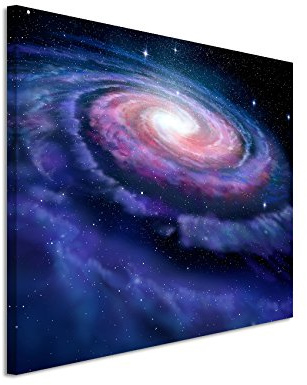 Paul Sinus Art XXL Fotoleinwand 120x80cm Illustration – Spiralförmige Galaxie auf Leinwand exklusives Wandbild moderne Fotografie für ihre Wand in vielen Größen