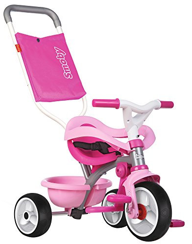 Smoby - Be Move Komfort rosa - Kinderdreirad mit Schubstange, Sitz mit Sicherheitsgurt, Metallrahmen, Pedal-Freilauf, für Kinder ab 10 Monaten