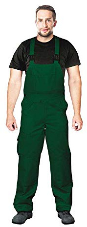 Leber & Hollman Herren Arbeits-Latzhose LH-Bister, 65 % Polyester 35 % Baumwolle 270 g/m2, mit Taschen für Knieschoner, elastischer Gummibund und regulierbare Y-Hosenträger