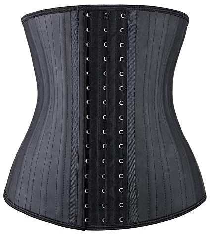 YIANNA Womens Waist Trainer Underbust 25 Steel Boned Sports Fitness Workout Hourglass Body Shaper Weight Loss, YA1210-Black-New-XL