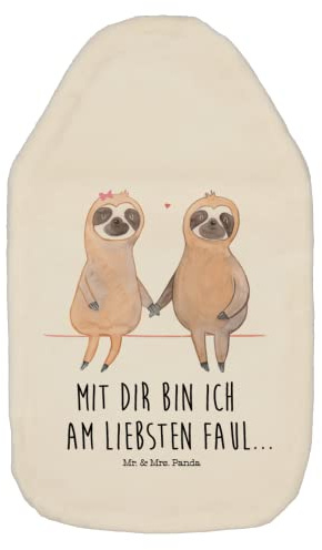 Mr. & Mrs. Panda Wärmflasche Faultier Pärchen - Geschenk, Körnerkissen, Wärmekissen, Faultierpärchen, Kleine Wärmflasche, Kinderwärmflasche, Faultier