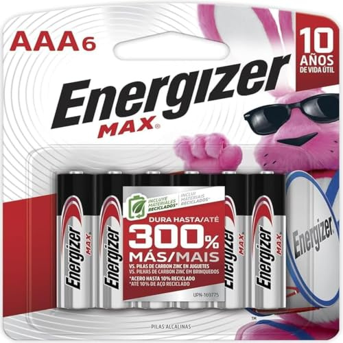 Energizer, Piles alcalines AAA, 6 Piles, Blanc/Rouge