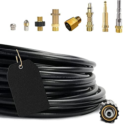 M&M Smartek Rohrreinigungsschlauch 30m 9-teilig M22x1,5 IG/AG, 1/8 AG u.a. | Für Abfluss, WC, Siphon und Kanal; flexible Hochdruck-Reinigung mit Kärcher HD/HDS, Kränzle, Nilfisk Alto u.a., M22x1,5.