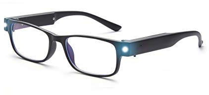 SKYWAY Lesebrille mit Led Licht, Blaulichtfilter Lesebrille für Herren Damen USB Wiederaufladbarer Blendschutz UV-Schutz Schwarz
