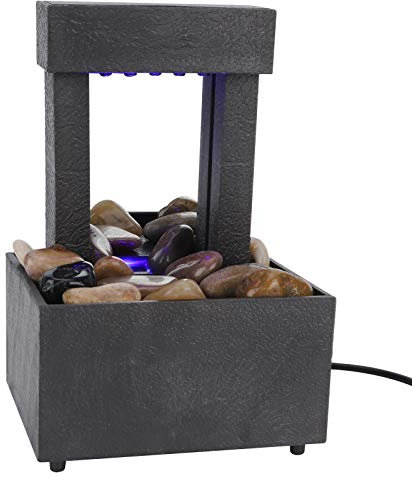 Fontana d'acqua per interni USB Fontana a cascata con illuminazione a LED Fontana da tavolo con pietre per decorazioni per la casa in ufficio