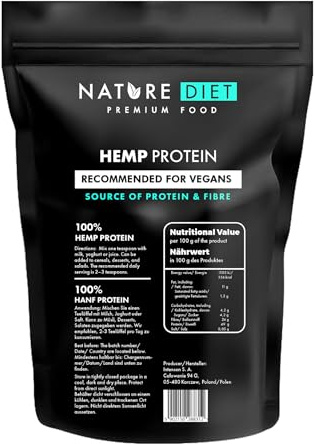 Nature Diet Proteína de cáñamo 1000g, Vegano, Polvo de proteína, A base de plantas