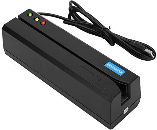MSR605X Magnetic Stripe Card Reader Full Three Track Card Reader MSR605 Magnetic Card Reader USB Interface Reader, for IBM/ISO/ANSI or DIN Standard, ISO7810/7811 Reading and Writing Standards (Black)