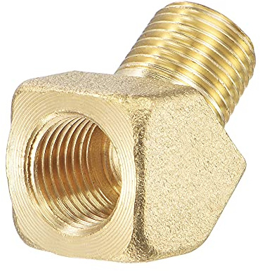 sourcing map Brass Hose Fitting Elbow 1/8 NPT Male to Female Thread 45 Degree Angle Pipe Connector Adapter