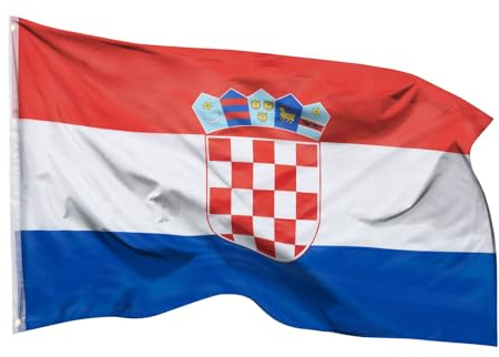 Aricona Kroatien Flagge 90x150cm - wetterbeständige Fahne mit Messingösen, 100% Polyester, robuste Doppelnaht & in lebendigen Farben - ideal für Flaggen-Liebhaber