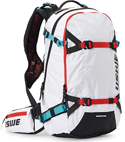 USWE Pow 16L, Ski and Snowboard Backpack with Back Protector (v. 2.0) for Men and Women. Insulated Snow Hydration Pack with Thermo Cell Freeze Protection. Bounce Free, White