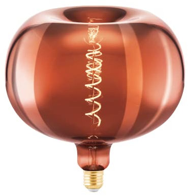 Eglo Lampe LED E27 dimmable, forme pomme, Big Size, filament vintage spirale, ampoule Edison cuivrée vaporisée de très grande taille, 4 watts, 40 lumens, blanc chaud, 1600 Kelvin, Ø 22 cm