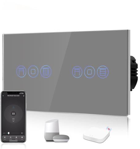 BSEED Zigbee Interrupteur double variateur d'intensité Alexa WiFi Interrupteur mural tactile Vitre en verre compatible Alexa/Tuya/Google (hub ZigBee nécessaire) Gris