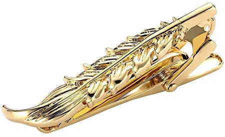 Stfery Krawattennadeln für Herren Gold, Krawattennadel Damen Edelstahl Blatt Krawattenklammer Tie Clip 4.8CM Schmuck Geschenke