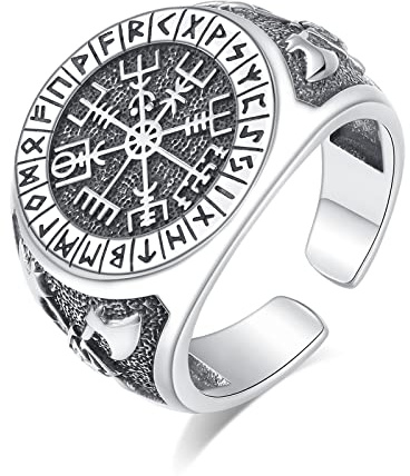 EUDORA Harmony Ball Colliers et Bague Viking en Argent Sterling pour Homme Femme, Amulette Énergie Arbre de Vie Loup Cheval Dragon Corbeau Corne Aigle Pendentif Bijoux Cadeau, 22+24