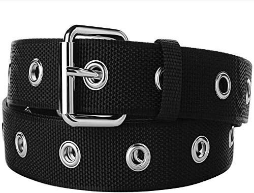 Awlyfm Nietengürtel Herren Größe 100-170cm Männer Gürtel Stoffgürtel Schwarz Unisex