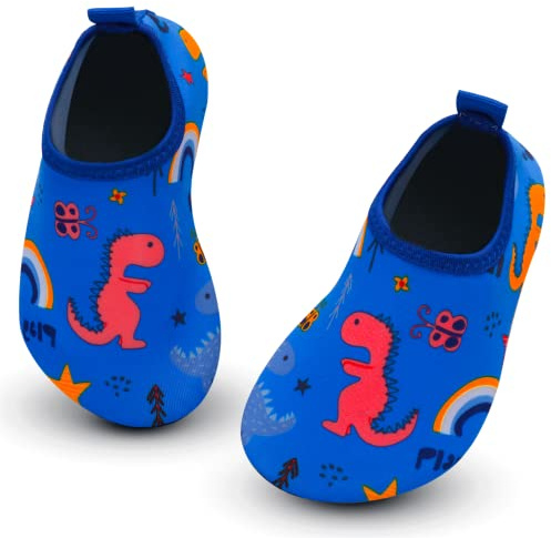 Escarpines Niño Niñas Zapatos de Agua Playa Antideslizante Secado Rápido Zapatillas de Piscina Descalzo, 2# Azul Marino, 24-25 EU