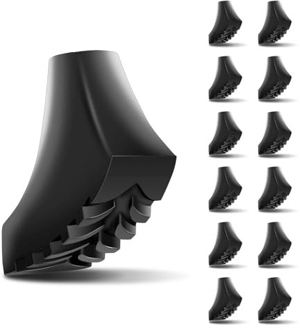 Nordic Walking Stöcke Gummipuffer 12 Stück, Walking Stöcke Gummipuffer Universal für die Meisten Walking Stöcke & Nordic Walking Stöcke, Griffiges und Rutschfestes Ttrekking Gummipuffer Pads (11mm)