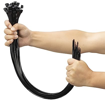 XINGO 100 PCS Black Cable Ties Heavy Duty, 600mm x 9mm Long with 80 KGS Ultra Strong Tensile Strength, Large UV Resistant Cable Ties Extra Long Tie Wraps for Outdoor Use
