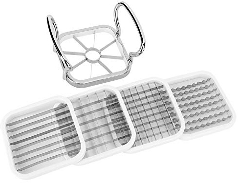 French Fry Cutter Potato Chipper Stainless Steel 5 in 1 Manual Potato and Fruit Chopper