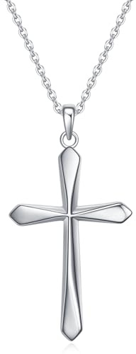 Rnivida 925 Sterling Silver Cross Pendant Necklace for Women, Simple Cross Necklace with 20 Chain, Christian Cross Necklace for Women