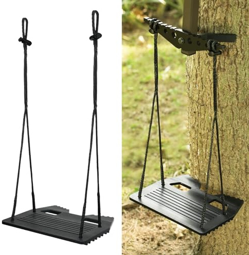 ZIVOXIA Climbing Stick Aider for Hunting, Step Plate with Amsteel Daisy Chain Rope, Single Step Aider 9”x 7.5” Large Foot Plate, Made of Ultra-High-Strength Elastic Plastic