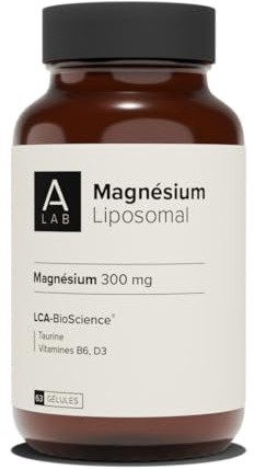 A-LAB Magnesium Liposomal 300 mg - Anti Stress, Fatigue, Troubles Du Sommeil - Magnésium, Taurine, Vitamine D3, Vitamine B6-2 mois de prise - Fabriqué en France