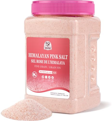 52usa Sale rosa dell'Himalaya a grana fine, barattolo di plastica - 2,3 kg per ricarica