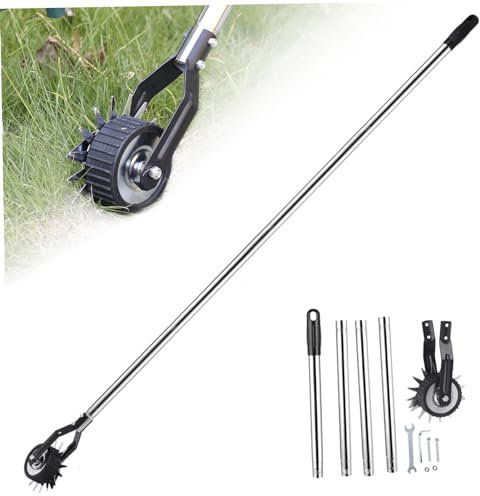 Edger Lawn Tool, 67.3 inch Manual Lawn Edger with 4 Sections Stainless Steel Handle, Rotary Grass Edger Tool with Wheel, Garden Edger for Landscaping Sidewalk Yard, Manual Edger Lawn Tool