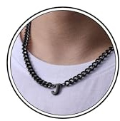 Kette Herren Halskette Kette mit Buchstaben Geschenke für Männer Junge | 6.5mm Silber Gold Schwarz Edelstahl Cuban Chain Edelstahlkette Geburtstage 18+2 Inches