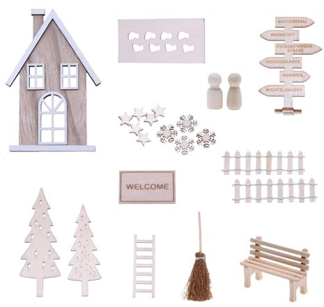 Miniatur-Szenenmodell, Weihnachtssimulationsspielzeug, Urlaubsdekoration, Weihnachtsfeierdekorationen, Miniatur-Weihnachtsspielzeug, Holzhaus, Weihnachts-Szene