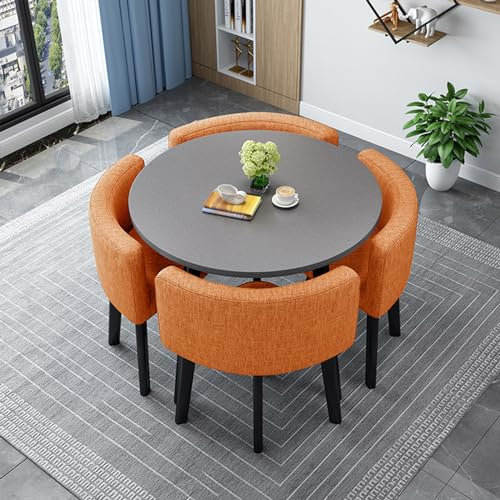 Modernes rundes Esszimmer-Set mit 4 Stühlen, 80 cm, aus Holz, Konferenztisch, Empfangstisch und Stuhl, Kombination, quadratisch, Küchentisch-Set