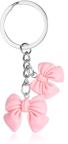 Aeaocvo Pink Keyring for Purse Bag Charm, Cute Bow Keyring for Handbags Car Charms, Pink Bow Keychain for Women Girls