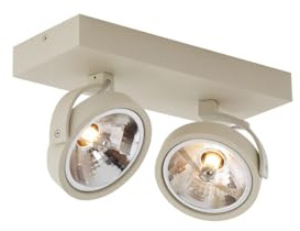 Qazqa Verstellbarer Deckenstrahler, Deckenspot - Go - Beige, max. 8W, Geeignet für LED, 30cm, Rechteckig, 2-flammig, Ideal als Küche lampe und Wohnzimmerlampe