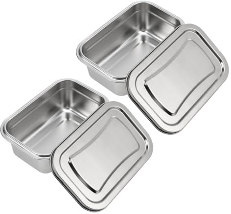 MAGICLULU Lot de 2 Bacs à Glace Inox 201 0,72 L Acier Inoxydable Fermeture Hermétique pour Congélateur Usage Familial Conservation Crème Glacée Maison